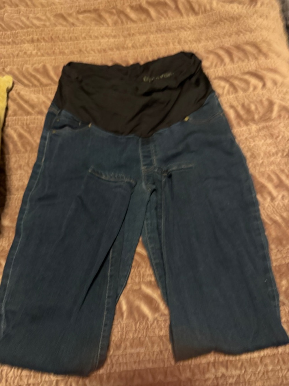 Liverpool Dark Blue Maternity Skinny Jeans with Black Panel